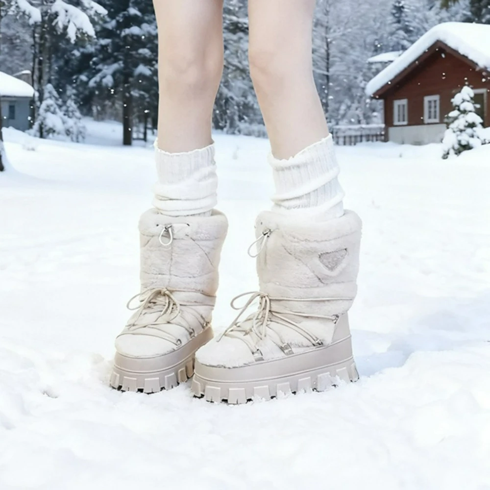 Women Snow Boots Platform Winter Boots Thick Plush Waterproof Non-slip Boots Fashion Women Winter Shoes Warm Fur Botas Mujer
