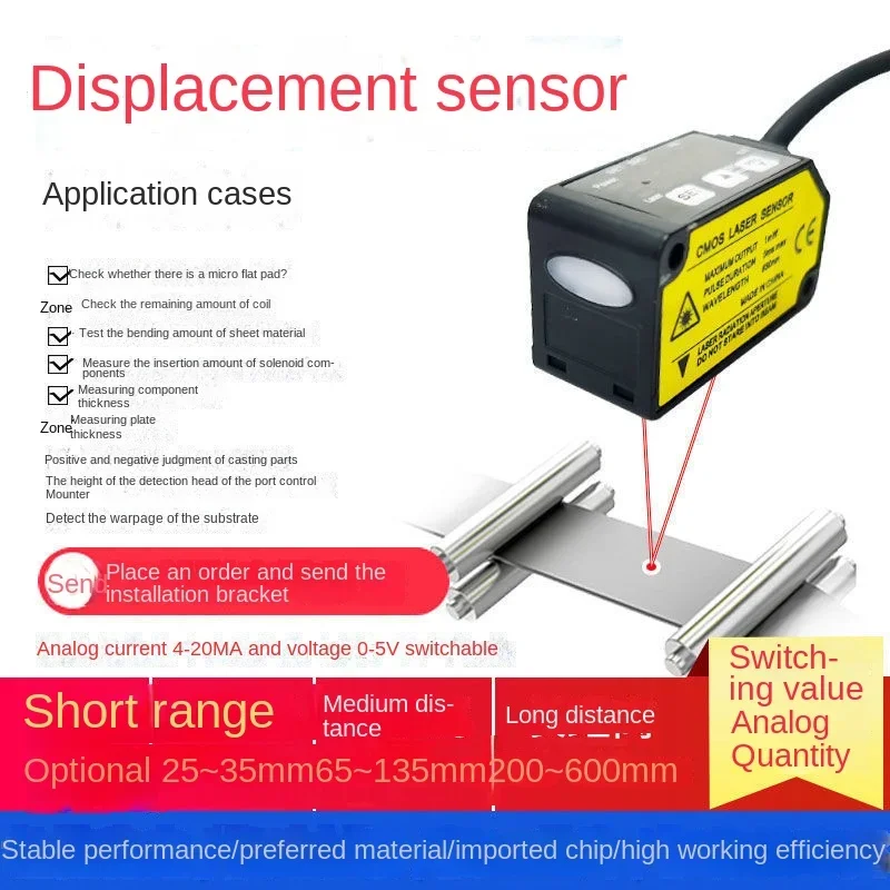 Laser Displacement Distance Measure Sensors Switch Value Analog Measurement Thickness Measurement Height Sensor