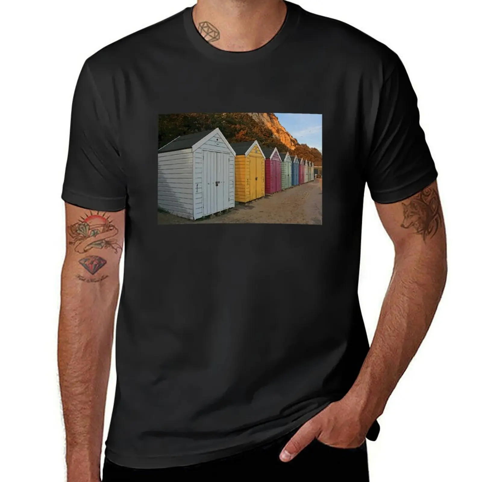 

Pastel Sheds, Bournemouth, February 2024 T-Shirt animal prinfor boys quick drying hippie clothes mens cotton t shirts