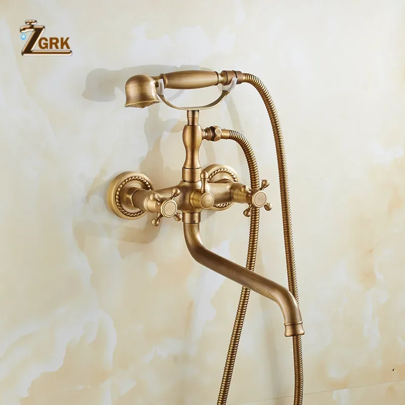 Imagem -04 - Zgrk Torneiras de Chuveiro de Latão para Banheiro Montagem na Parede Bocal Sanitário Festa Conjunto de Torneira Hs021q