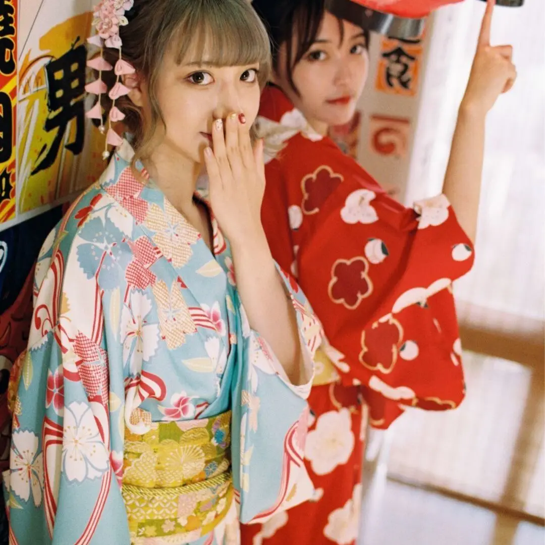 Japan High Quality Red Kimono Dress Japanese Kimono Traditional Print Yukata Women Japan National Style Coat Sexy Asian Clothing