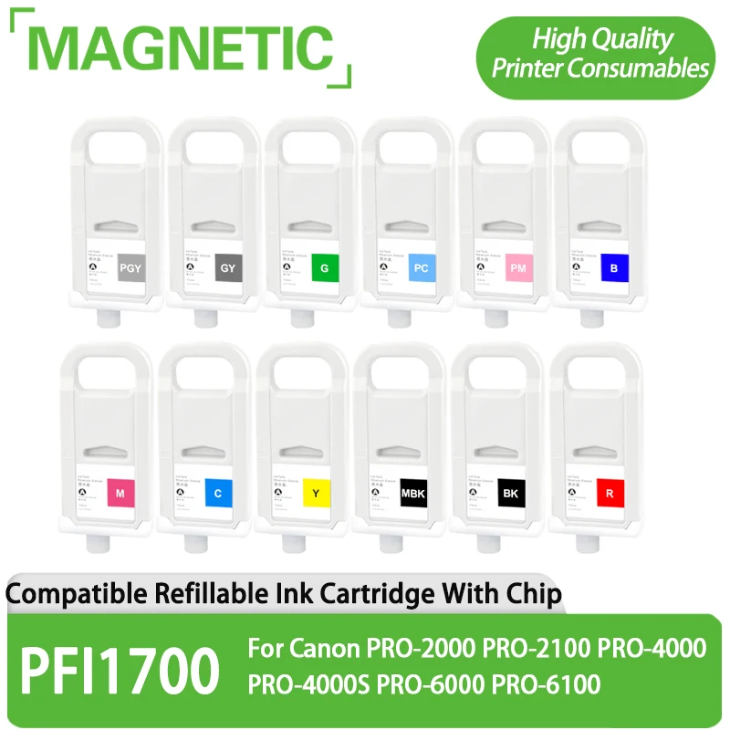

PFI-1700 PFI1700 Refillable Ink Cartridge With Chip Compatible For Canon PRO-2000 PRO-2100 PRO-4000 PRO-4000S PRO-6000 PRO-6000S