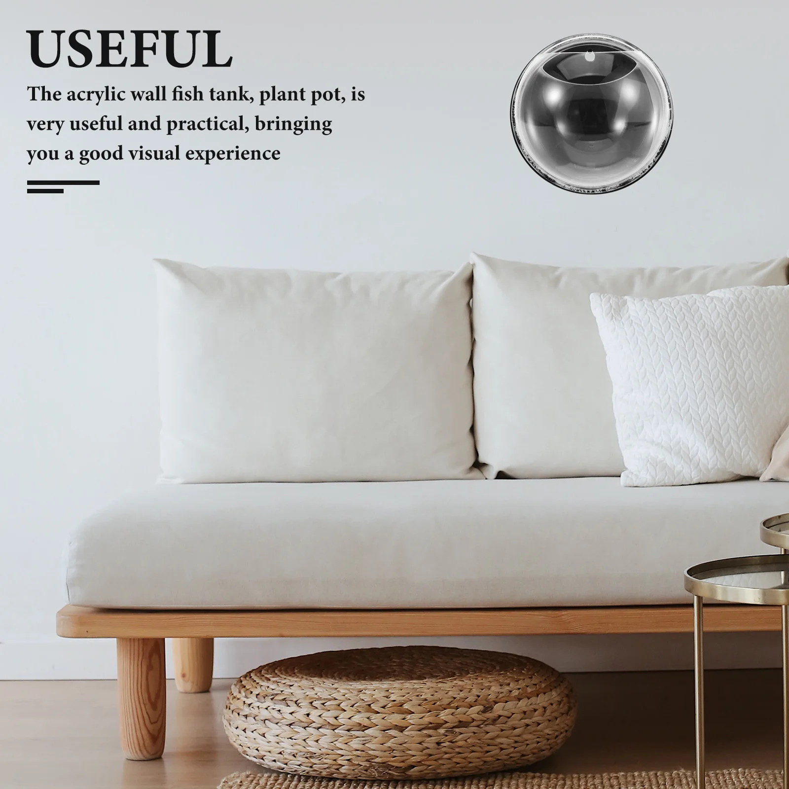 وعاء السمك المثبت على الحائط من الأكريليك الشفاف المستدير لخزان الأسماك حوض السمك الصغير لديكور المنزل وعاء النبات المعلق على الحائط مزهرية لنباتات الأسماك