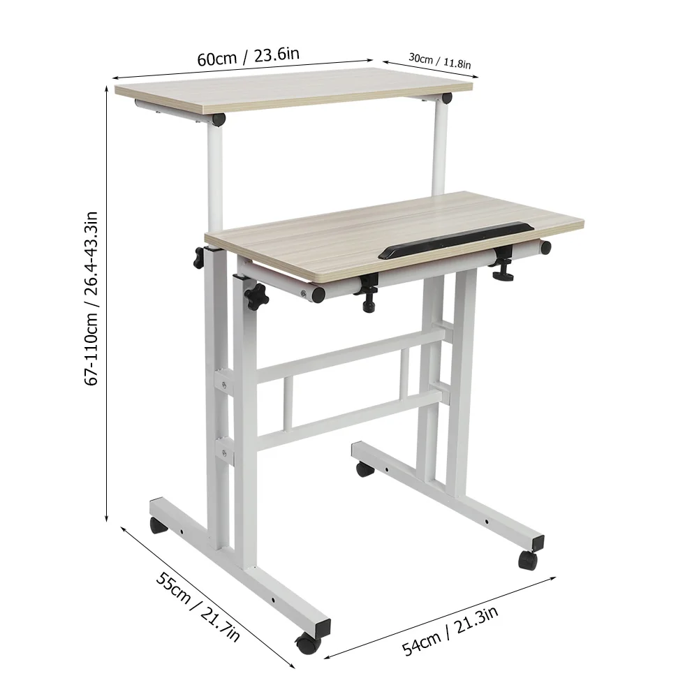 Laptop Computer Stand Desk Stand Up Laptop Desk 60cm Adjustable Height Stand Up Laptop Desk Computer Standing Desk with Rollers image 6