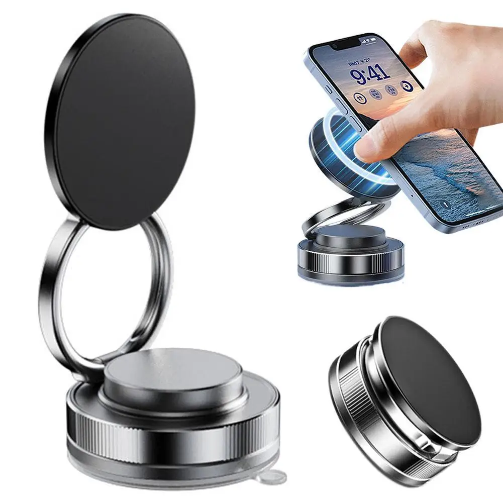 

Newest 360 Degree Rotating Magnetic Mobile Phone Holder Vacuum Suction Cup Strong Magnetic Adsorption Car Phone Stand