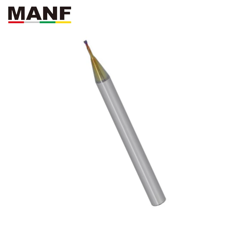 MANF 0.4 0.6Mm 0.8Mm Bulat Bola Hidung Diameter Mikro Miniatur 2 Seruling Rib Sudut Radius End Mill untuk Elektroda Tembaga