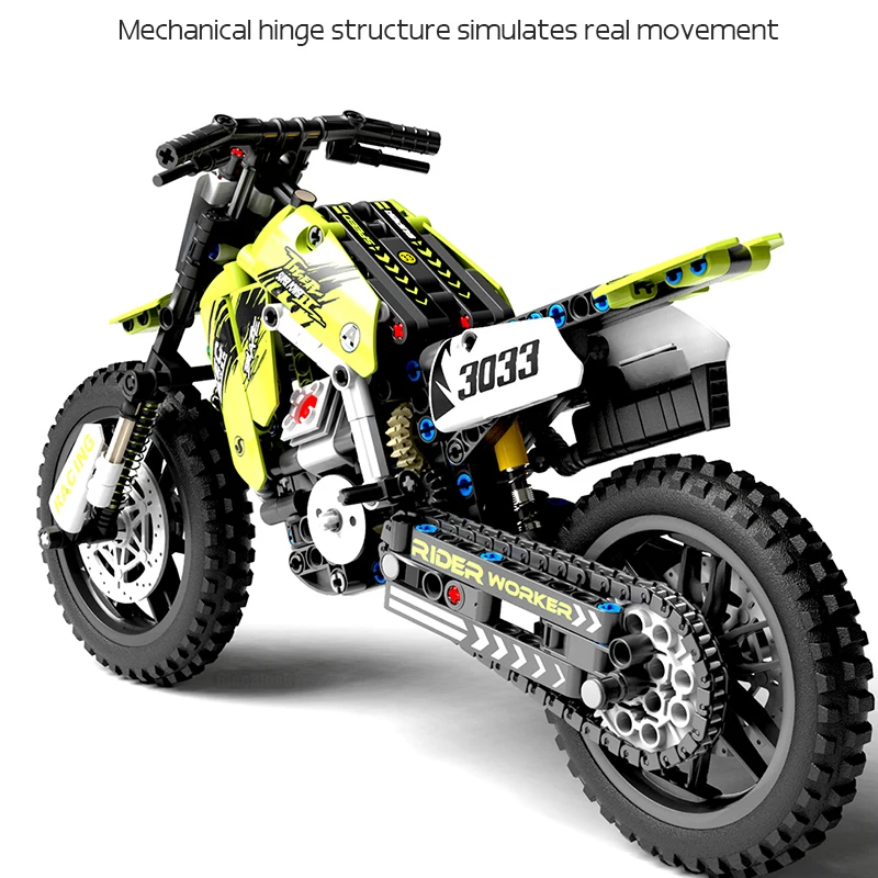 New!Technical MOC Racing Motorcycle Model Building Blocks Expert Off-road Locomotive Vehicle Model Bricks Toys Gift for Children