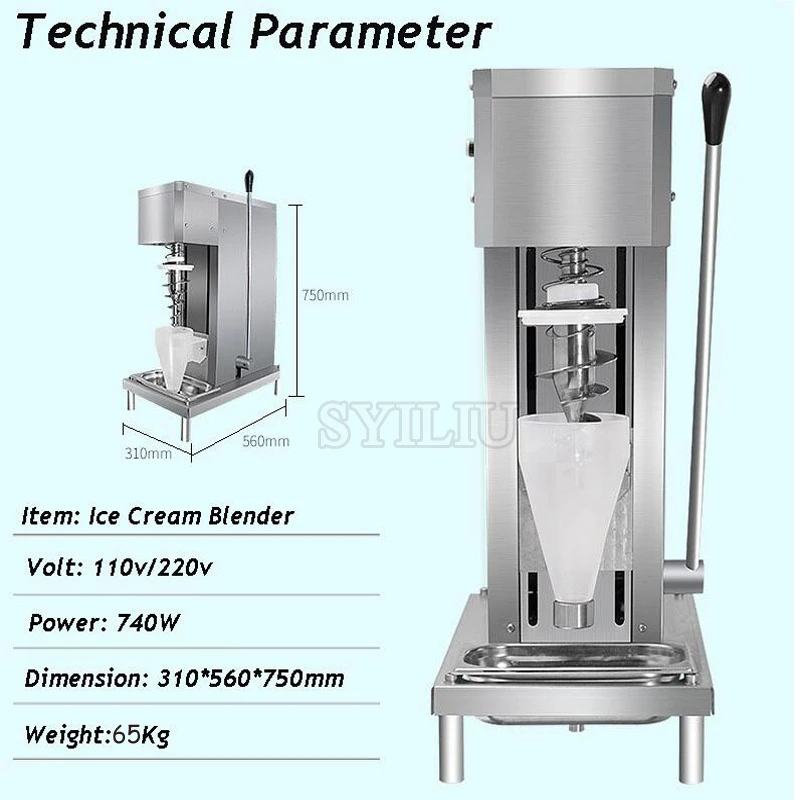 Commercial Electric Swirl Drill Ice Cream Mixer Machine 750W Frozen Yogurt Machine Yogurt Ice Cream Machine With Cleaning