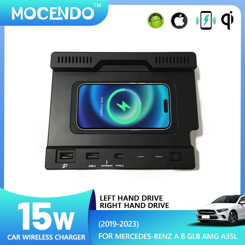 

Car Wireless Charger For Mercedes Benz A B GLB AMG A35L W188 W177 W246 A180 A200 B200 2019-2023 Fast Wireless Charging Panel