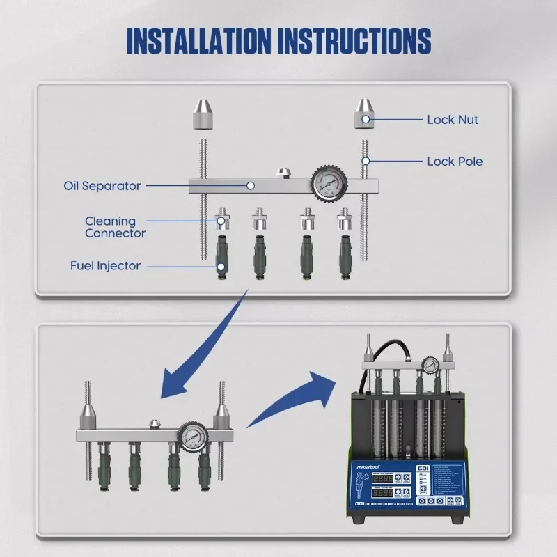 MRCARTOOL V309 4 cilindros 110v 220v mais novo testador de injetor de combustível ultrassônico de alta tensão máquina de limpeza mais limpa