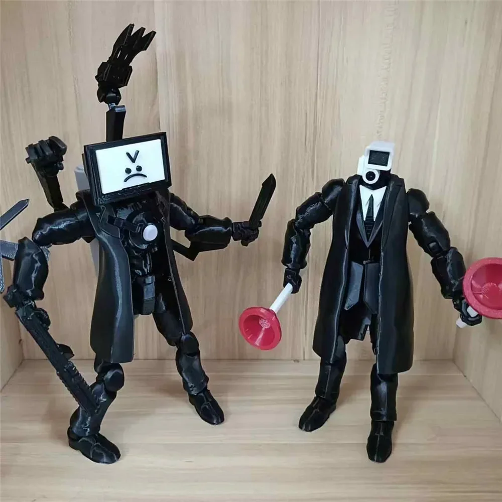 3D Printed Skibidi Revenge Knife Chain TV Man Toilet Man Slightly Monitor Figure for Desk Home Decoration Accessories