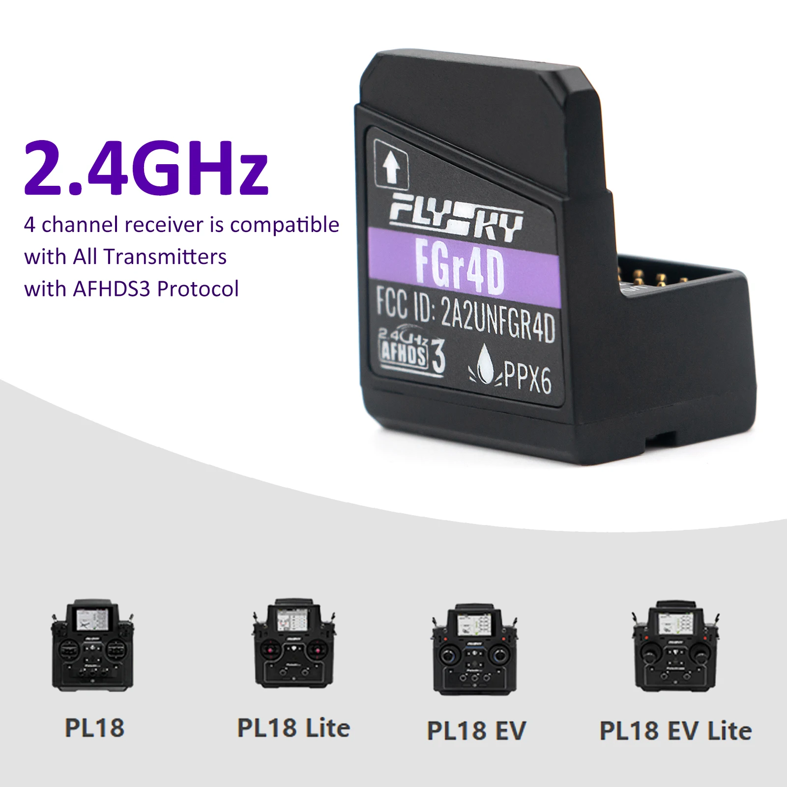 Flysky FGr4D Receiver Built-in Dual-Antenna PWM/PPM/i-BUS2/S.BUS/i-BUS Output Receiver for All AFHDS 3 Transmitter