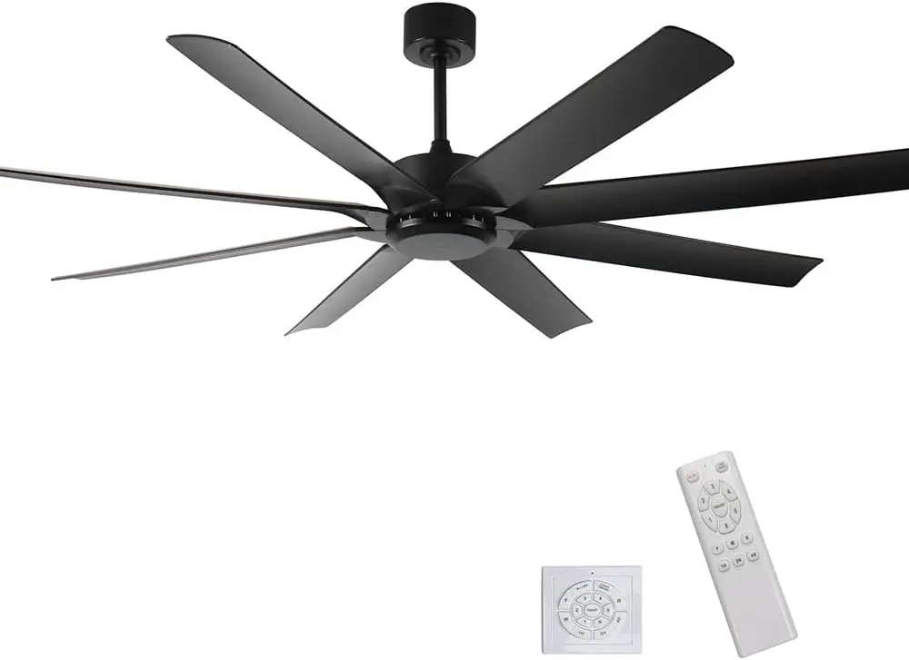 72inch Large Ceiling Fans No light,Industrial Ceiling Fan with 8 Blades(ABS),Reversible DC Motor,Quiet Ceiling Fans with Remote