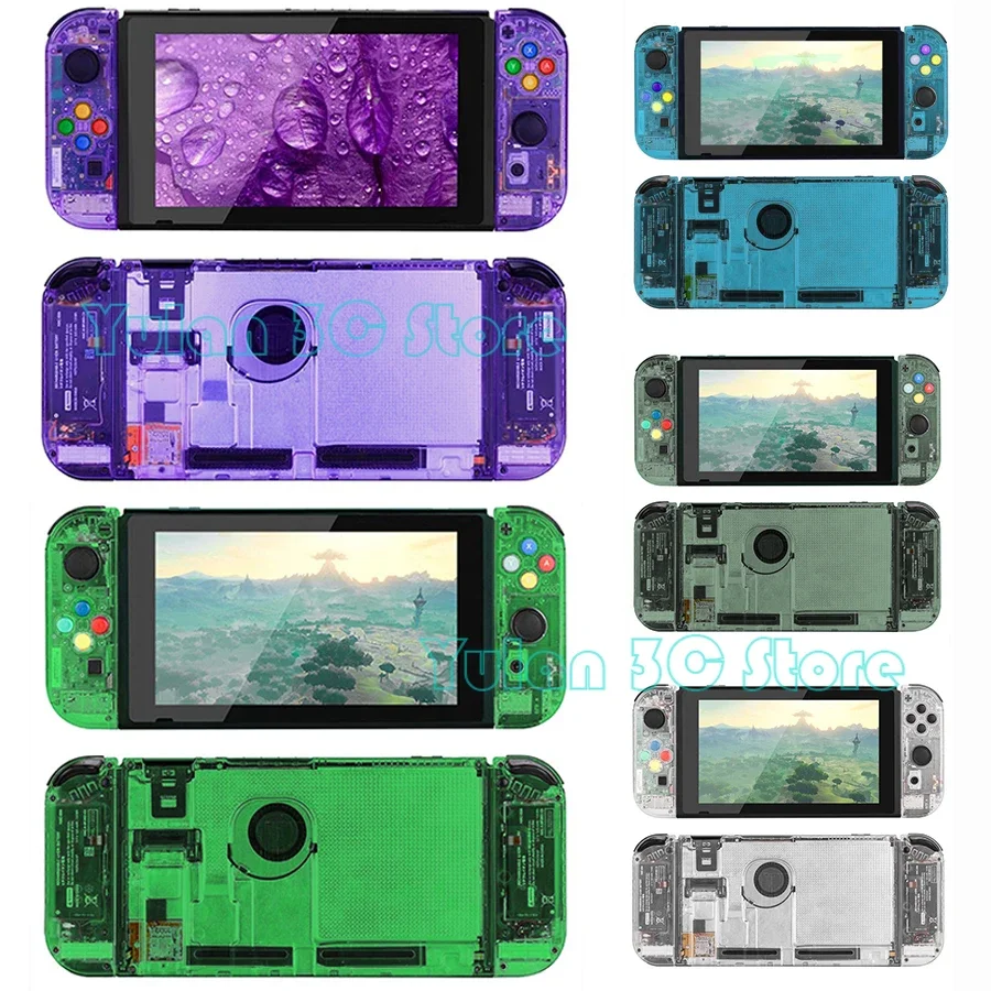 6 ألوان نينتندو سويتش DIY استبدال الإسكان شل حافظة شفافة لوحدة تحكم ألعاب نينتندو سويتش وملحقات Joycon