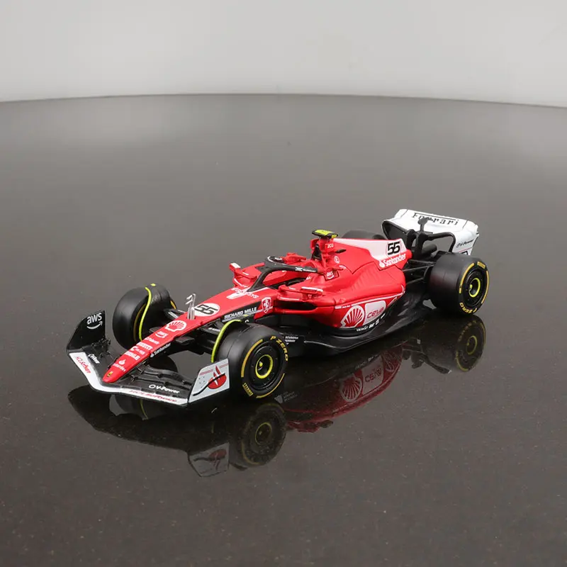 1:43 Bburago Ferrari SF23 F1 Sf-23 نموذج سيارة إصدار لاس فيغاس # 16 # 55 لعبة دييكاست المصغرة المصغرة للأطفال هدية عيد الميلاد