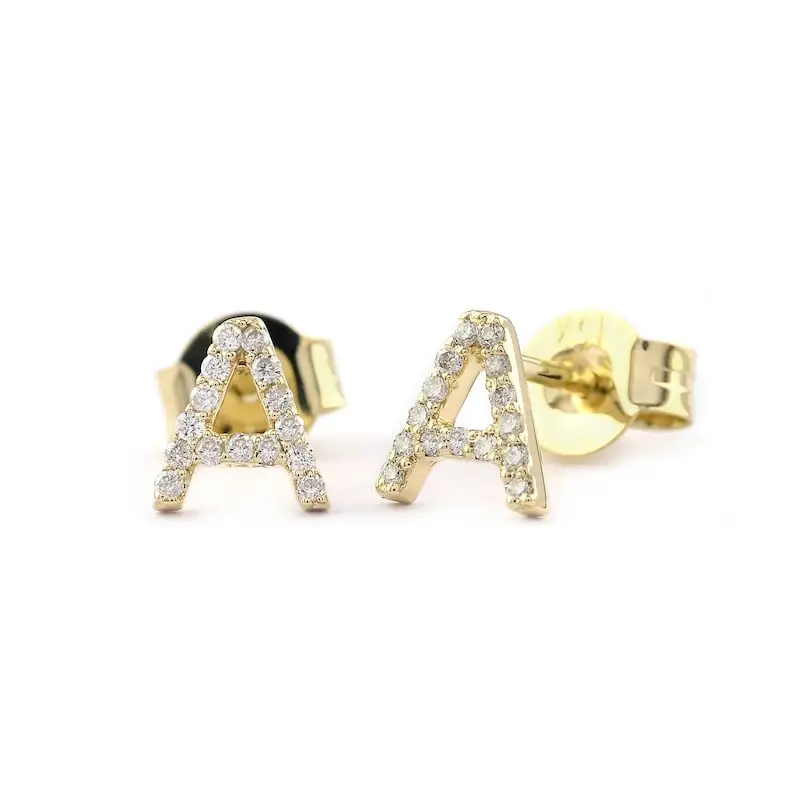 

Alphabet Silver Natural Diamond Earrings New Women's Stud Earrings Others and Wholesale Quantity