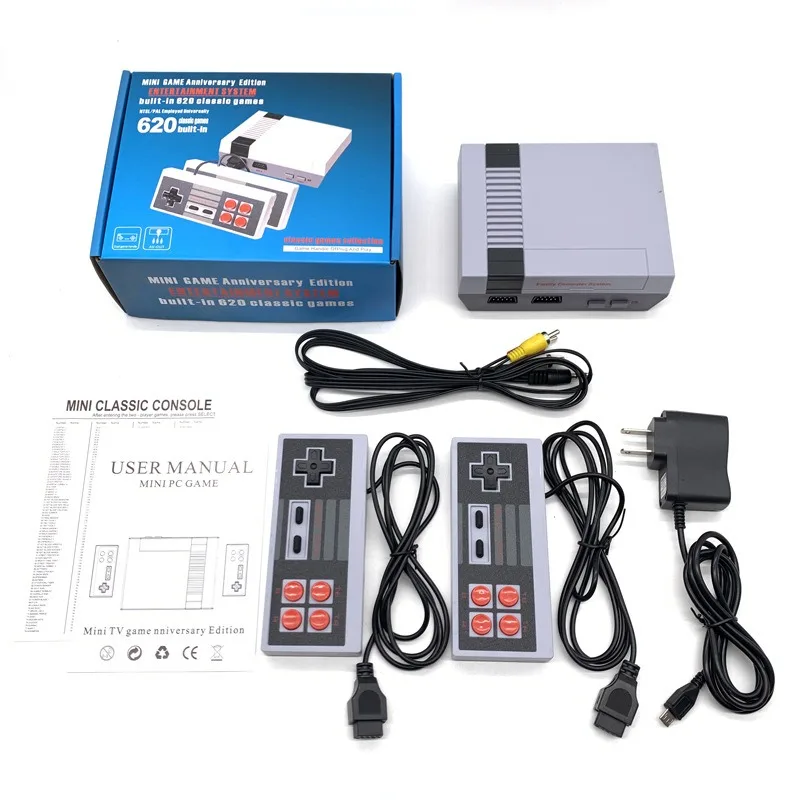 Mini Consola de Videogame Clássico, Embutido 620 Jogos, 8-Bit, FC, Nes, TV, Clássico, Crianças, Adultos