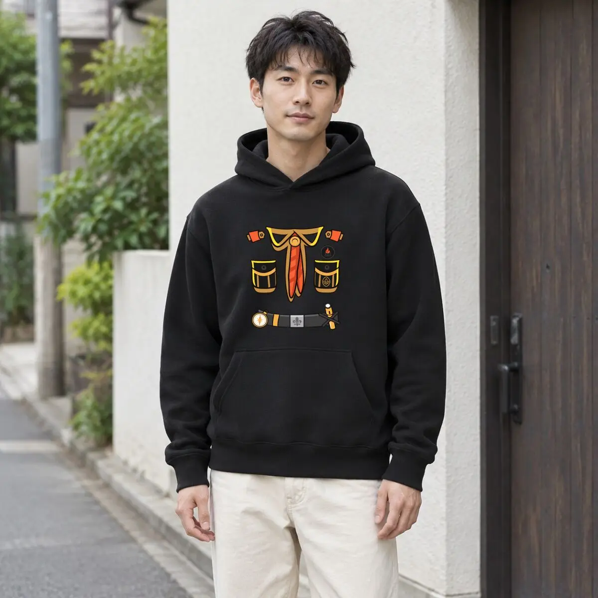 Scout Uniform Costume Graphic With Neckerchief Compass Fleur De Lis Pockets Autumn and winter hooded sweatshirts