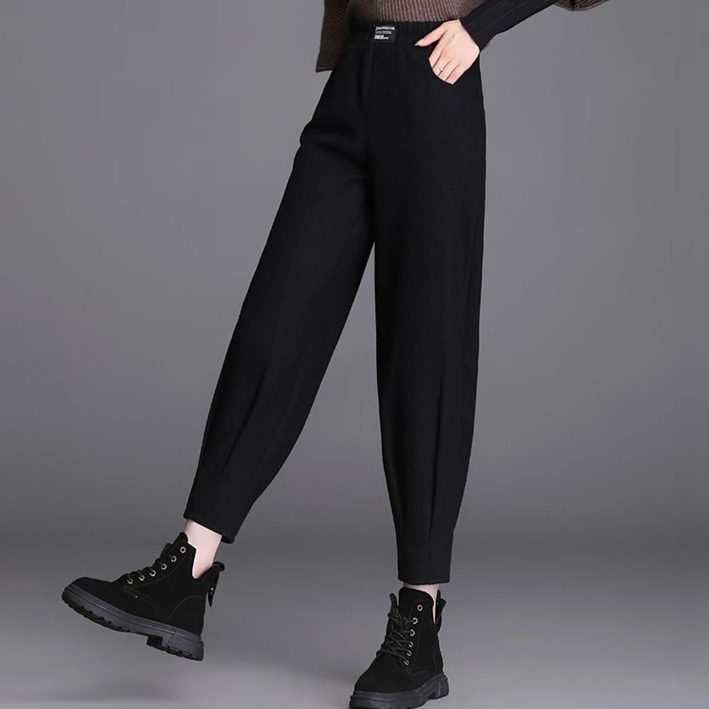 Harlan pants Women's Autumn and Winter High Waist Elastic Waist Martin Pants Slim Leg Black Dad Pants Radish Pants 2024 New 4XL