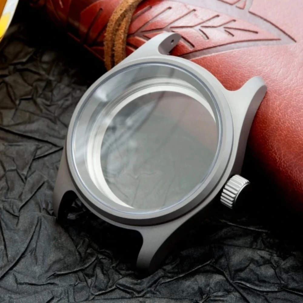

36mm Titanium Alloy Gray Watch Case Pilot for 28.5-29mm Dial for NH34/35/36/38 Automatic Movement Sapphire 10BAR Parts