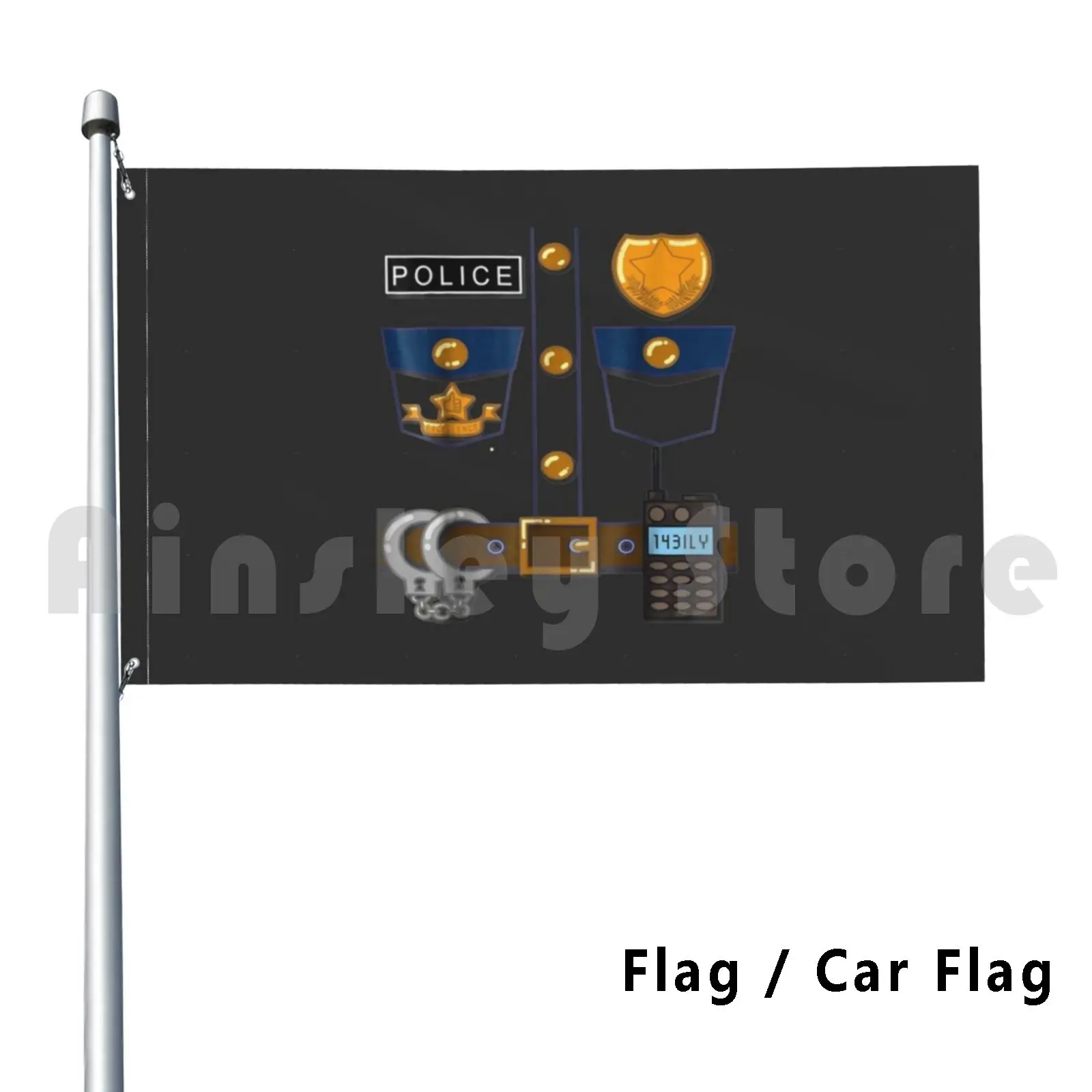 Policeman Costume Funny Halloween Police Officer T Flag Car Flag Funny Boyfriend Mama Just To Xmas Law