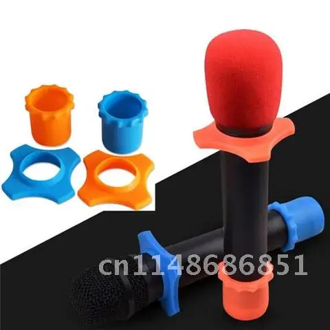 Microphone Anti-roll Set + Wireless Microphone Anti-skid Ring Protective Sleeve Tail Sets KTV Microphone Tail Cover