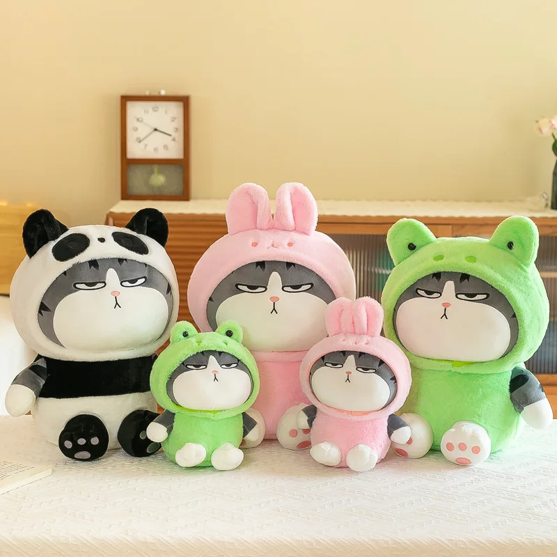 Cosplay Pig Frog Panda Tabby Cat Plush Toy Squishy Hooded Rabbit My Emperor Kitten Plushie Peluche Dress Animal Kids Gift