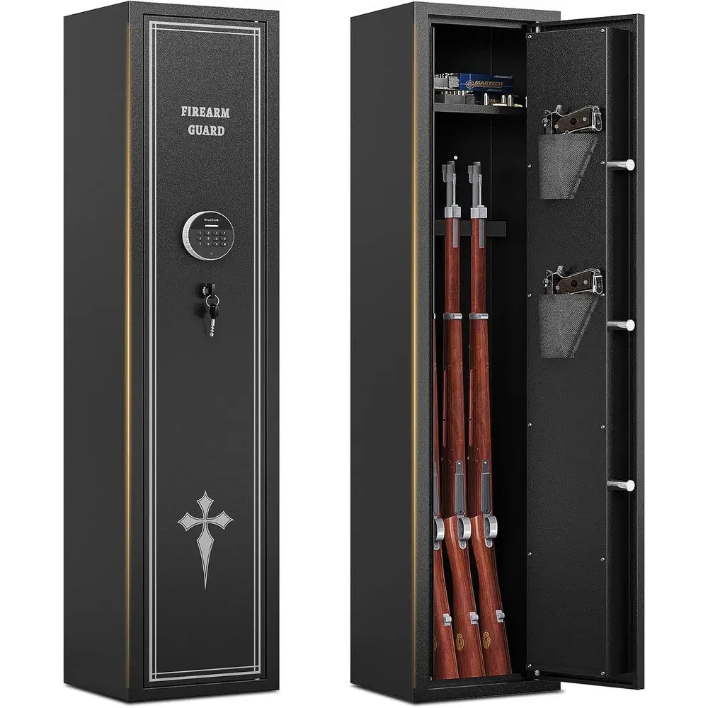 Firearms and Shotgun Storage Cabinet with Removable Shelves for Quick Access