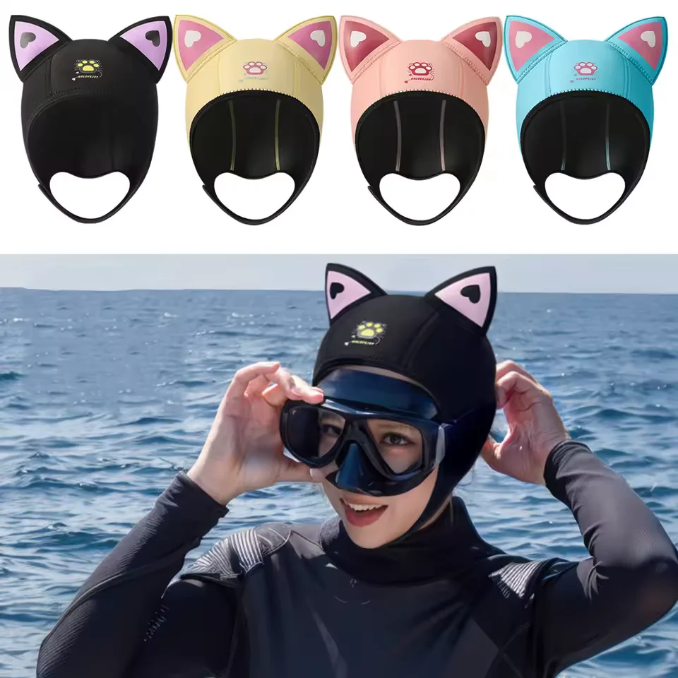 3MM Scuba Dive Hood High Elasticity Outdoor Diving Caps Women Men's Cute Snorkeling Hood Cartoon Swimming Snorkeling Caps