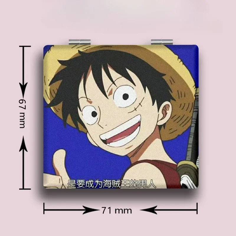 One Piece Makeup Mirror Cartoon Luffy Zoro Nami Usopp Chopper Robin Creative Girls Portable Mini Folding Handheld Makeup Mirror