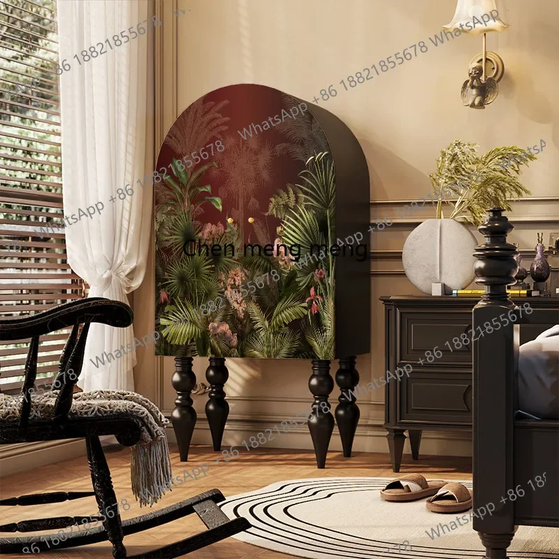 03 French medieval tropical rainforest high-footed porch cabinet, living room locker, multi-functional storage locker