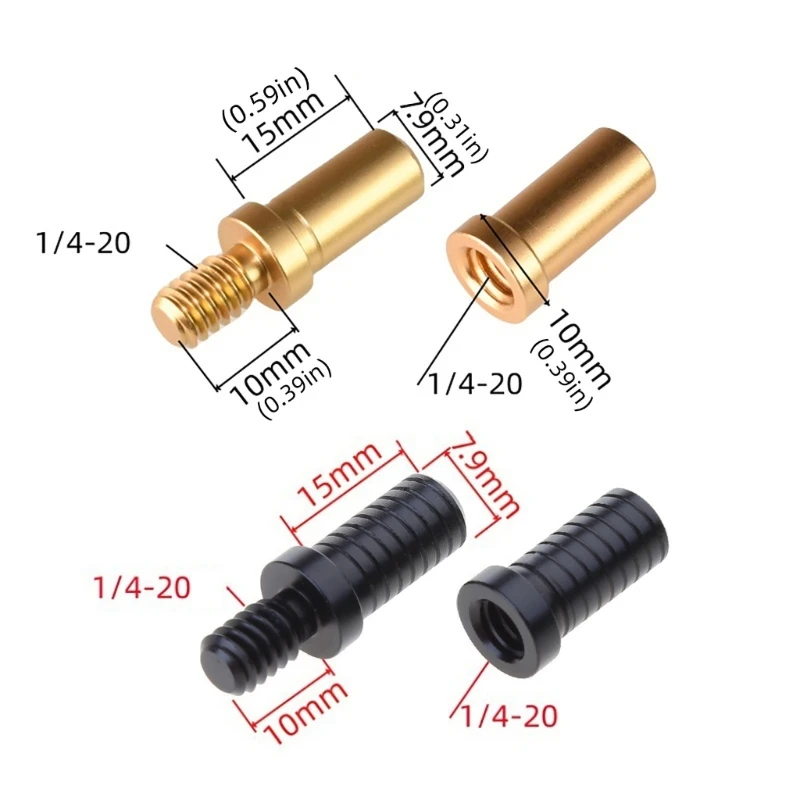 ADWE 1 Pasang Konektor Sekrup Aluminium 1/4 Kepala Sekrup Konverter Pria & Wanita Koneksi Mulus untuk Tabung Serat Karbon