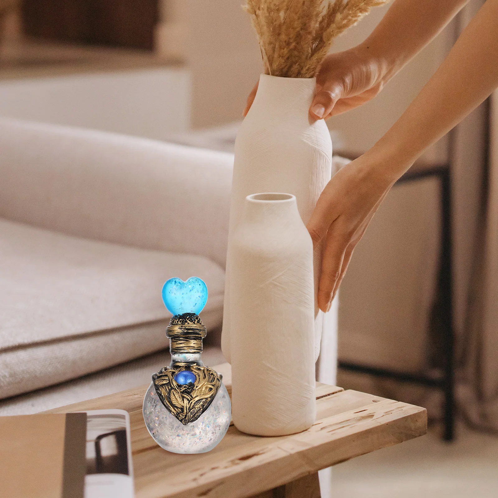 

Decorative Resin Ornament Exquisite Carving Desktop Adornment Home Decor Mermaid Gifts for Girls Shiny Bottle