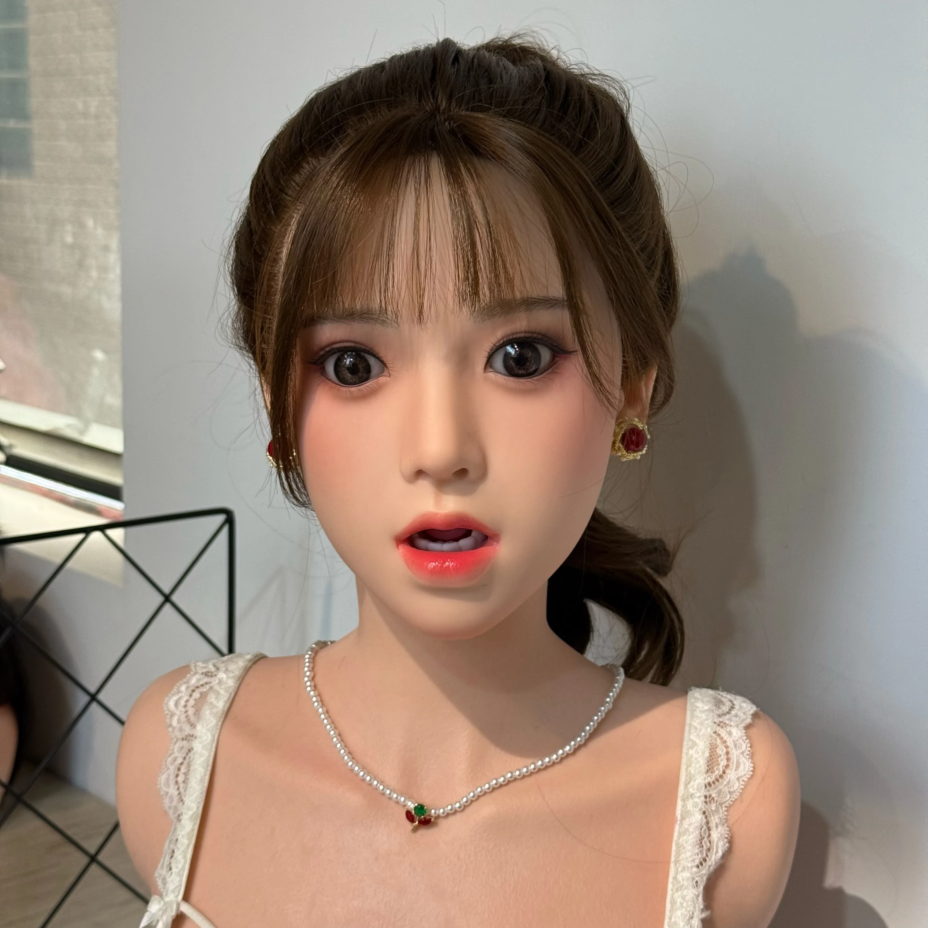 【Wonanii】Food Grade siliconen grote kop model M16 schroefinterface, open mond met pruik tanden tong leerlingen-