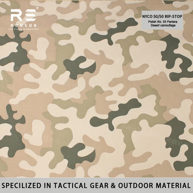 

NYCO5050 Wz. 93 Pantera Desert Poland Camouflage Printed Ripstop Nylon Cotton Fabric Durable Use for Tactical Uniform Outdoor