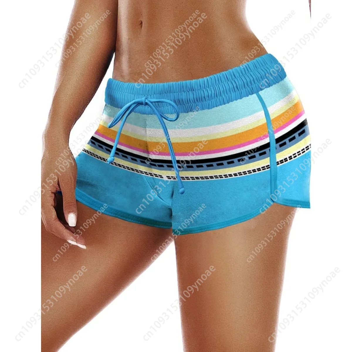 Hollow Solid Color Sexy Women Quick Dry Surf Shorts Stretch Swim Trunks Retro Swim Briefs Panties with Pockets Fashion Female