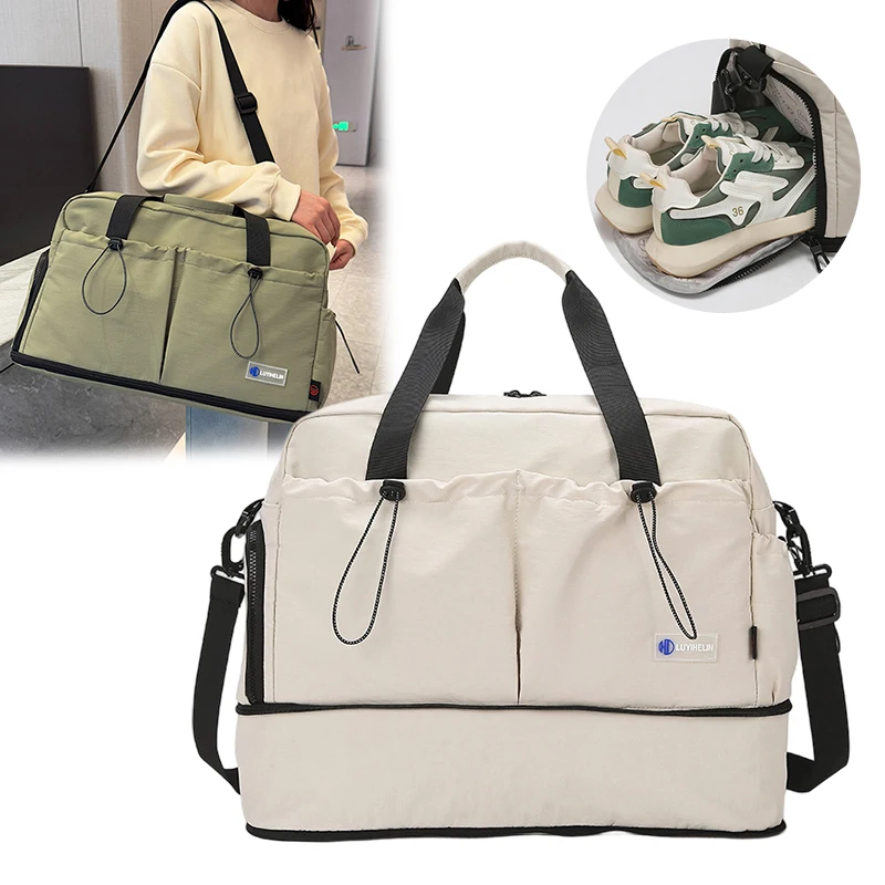 

Спортивная сумка с несколькими карманами. Расширяемые сумки для йоги с карманом для обуви. Сумка для фитнеса большой вместимости. Спортивная дорожная сумка с отделением для сухого и влажного воздуха.