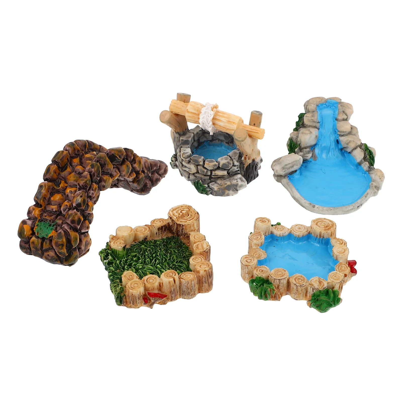 5 Stück Harz Mini Bridge Ornamente für Retro Landschaft Garten Dekor Micro Landschaft Handwerk Miniatur Ornament