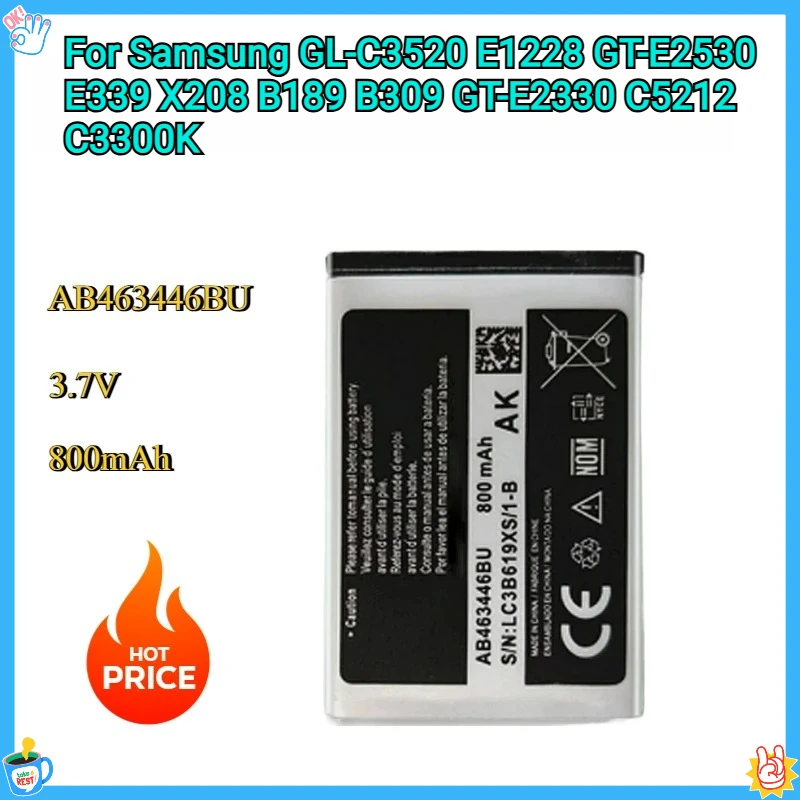 

New Battery AB043446BE AB463446BU AB553446BU For Samsung GT-C3520 E1228 GT-E2530 E339 X208 B189 B309 GT-E2330 C5212 C3300K