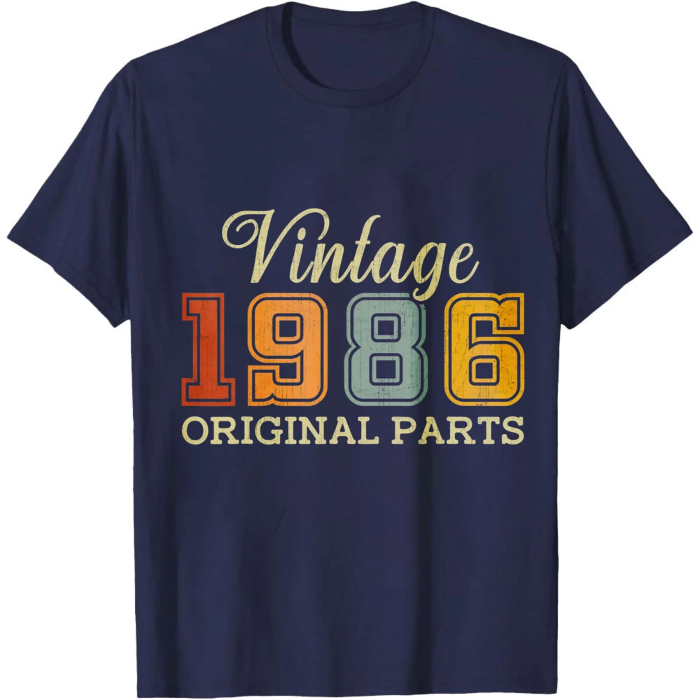 Vintage 1986 Original Parts Summer Men T-Shirt Retro Classic Style Shirt 80s Gift Clothing Fortieth Birthday Costume Father Tops