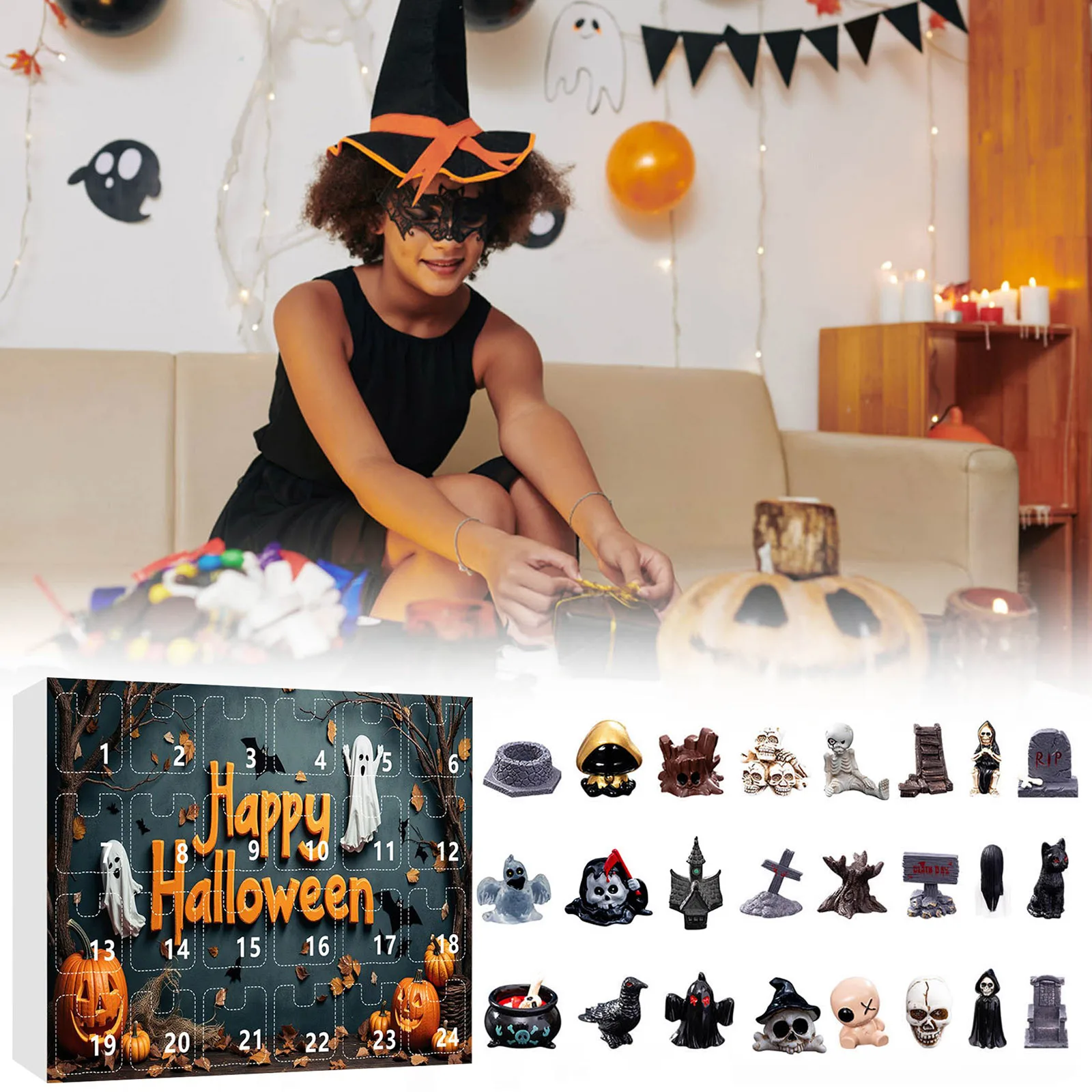 Giocattoli di Halloween per bambini Calendario per il conto alla rovescia Zucca A forma di resina Atmosfera popolare interessante festival giocattoli per bambini caldi