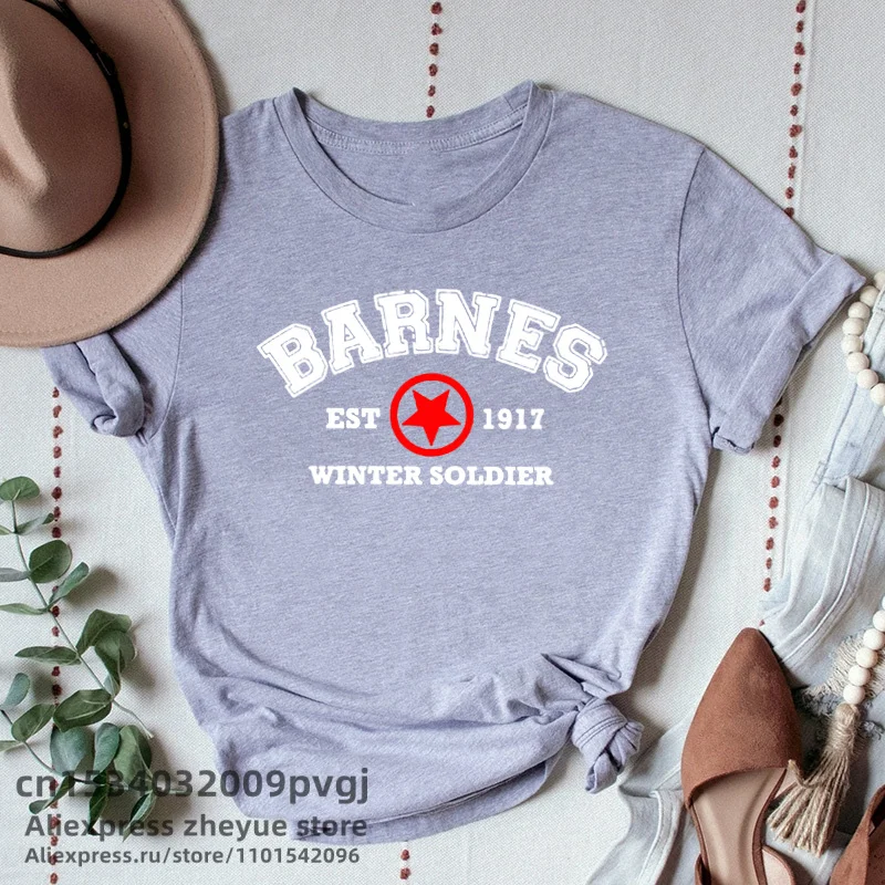 Barnes 1917 T Shirts Women Summer Vintage Winter Soldier Bucky Barnes Short Sleeve T-Shirt Women Short Sleeve Tee Shirts