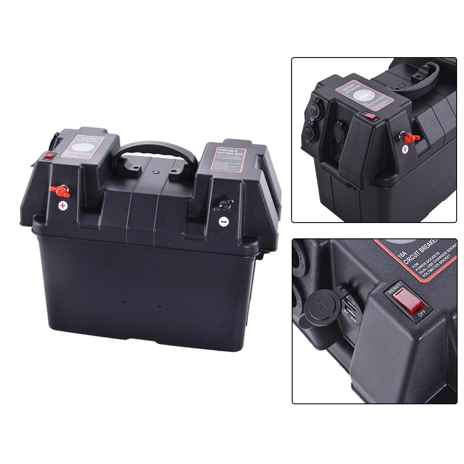 

Battery Box Organizer Multifunction Smart Portable Battery Carrier Container for ATV Trolling Motor Outdoor RV