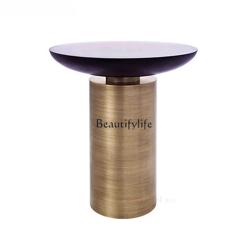 

04Light luxury exquisite sofa metal edge living room mobile round marble corner