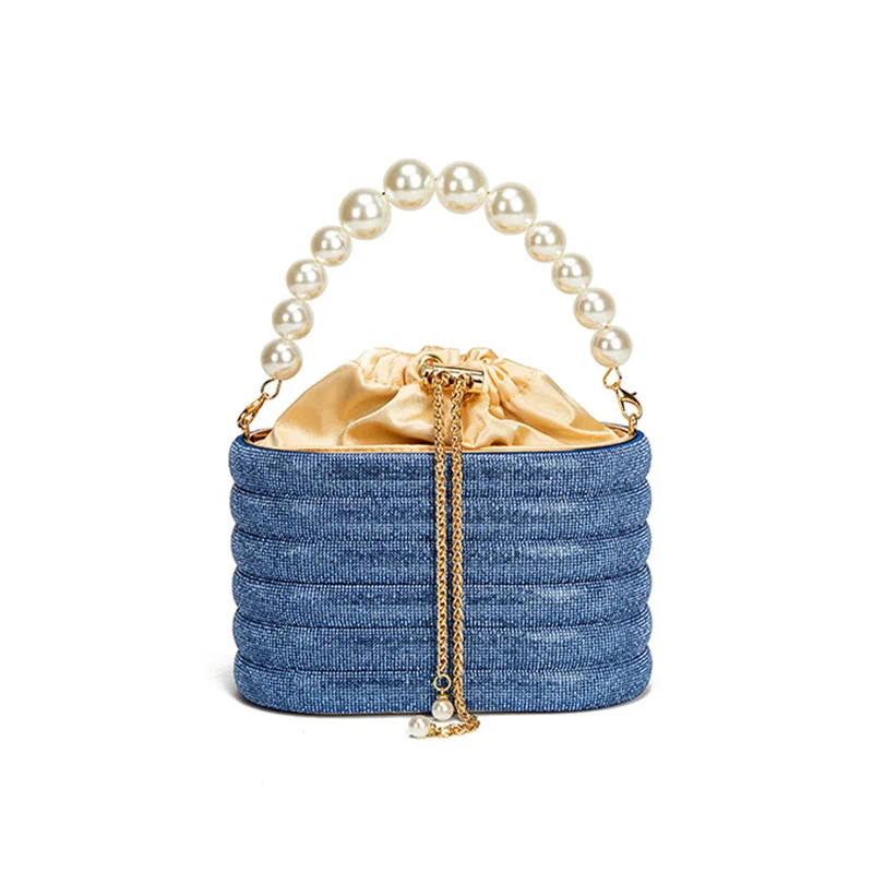 Women's Dinner Annual Fashion Pearl Handbag Diamond-encrusted Oblique Span High-end Bag Women's Bolsos De Fiesta Para Mujer Boda