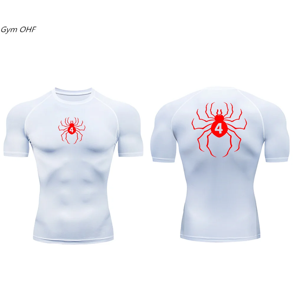 Compression Shirts For Men Gym Workout Fitness 2099 Spider Print Short Sleeve Quick Dry Sportswear T Shirt Men Rashguard Running