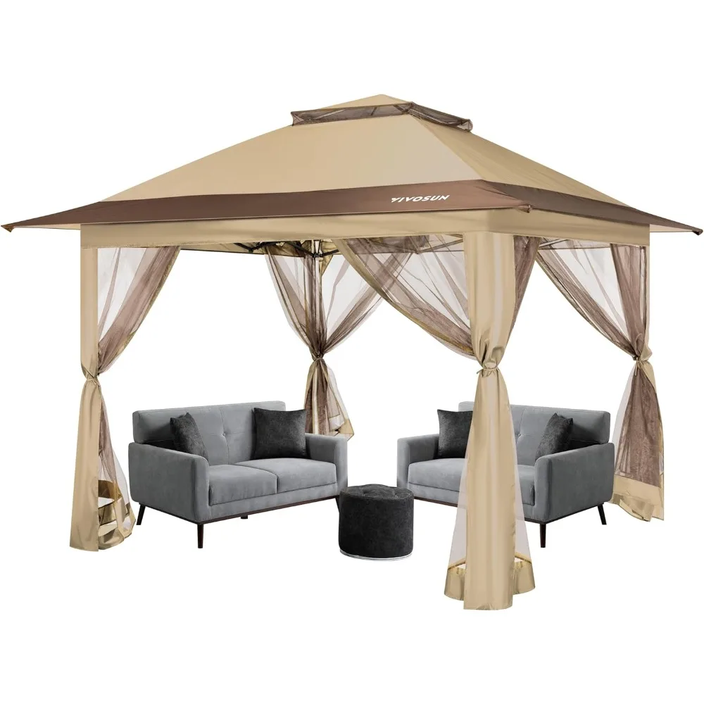 

13 x 13 Pop Up Canopy Tent, Quick Setup Canopy Shelter with Mosquito Netting, Center Lock, Storage Bag, Instant Outdoor Gazebo