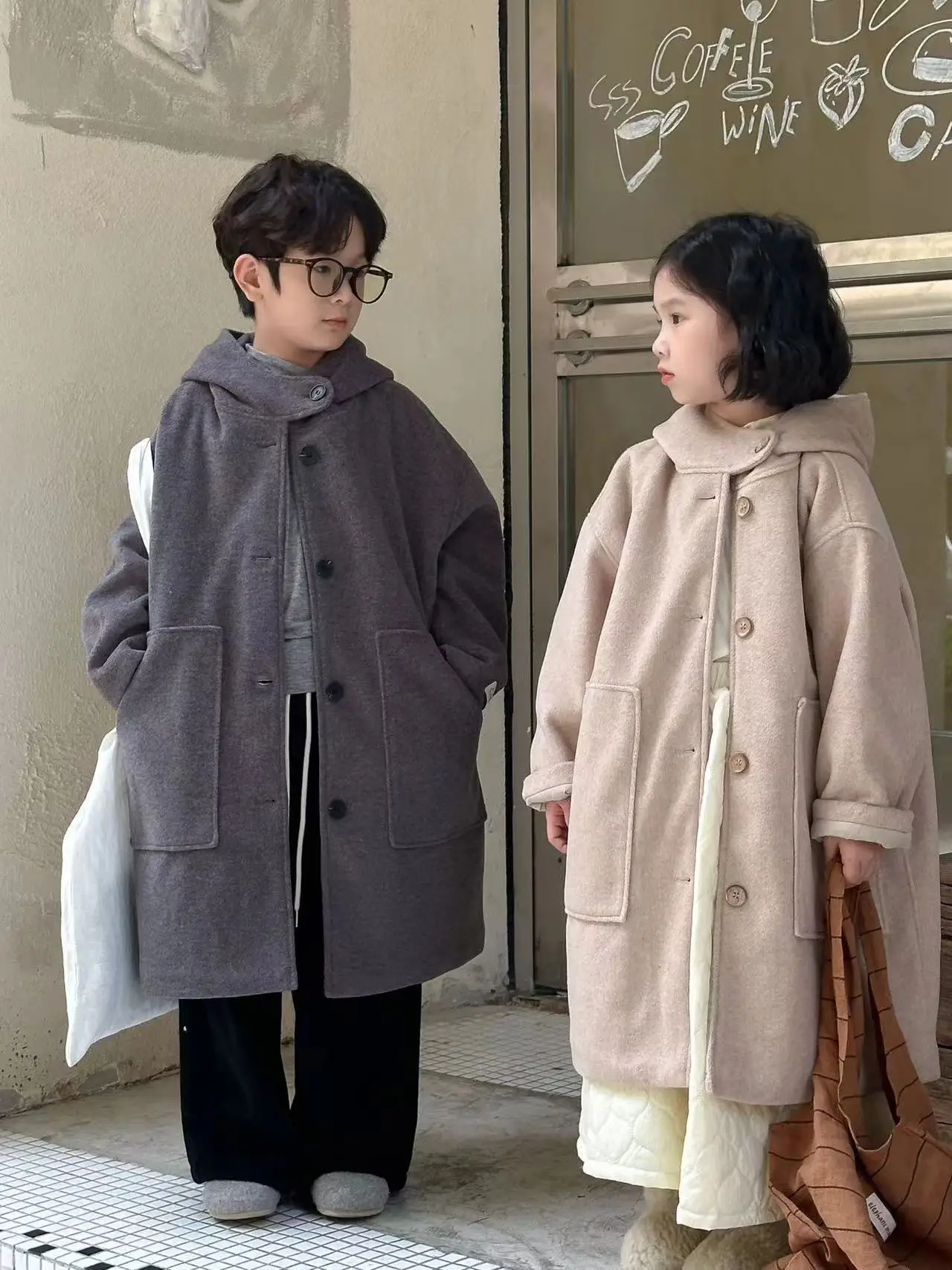 

Children's Coat 2024 Winter Boys Girls Korean Version Solid Color Hooded Coat Children's Medium Long Thick Casual Top 90-150cm