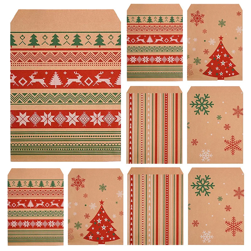 20/40 Stück Weihnachts-Kraftpapiertüten für Kekse, Geschenkverpackung, Dekoration für Neujahr 2026, Weihnachtsfeier, Weihnachtstasche
