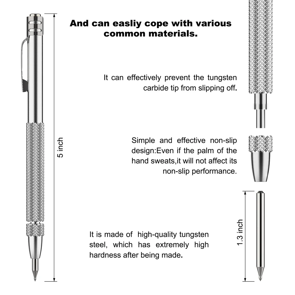 JUSTINLAU Double Ended Carbide Scribing Pen Metal Wood Glass Tile Cutting Marker Pencil For Metalworking Woodworking Hand Tools